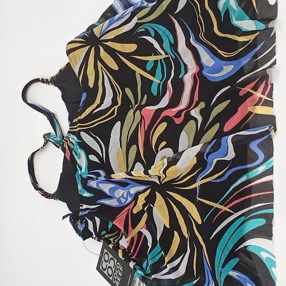 Coco Reef‎ Retro Swirl Current Mesh Layer Underwire Tankini Top Black 34D - Picture 7 of 12